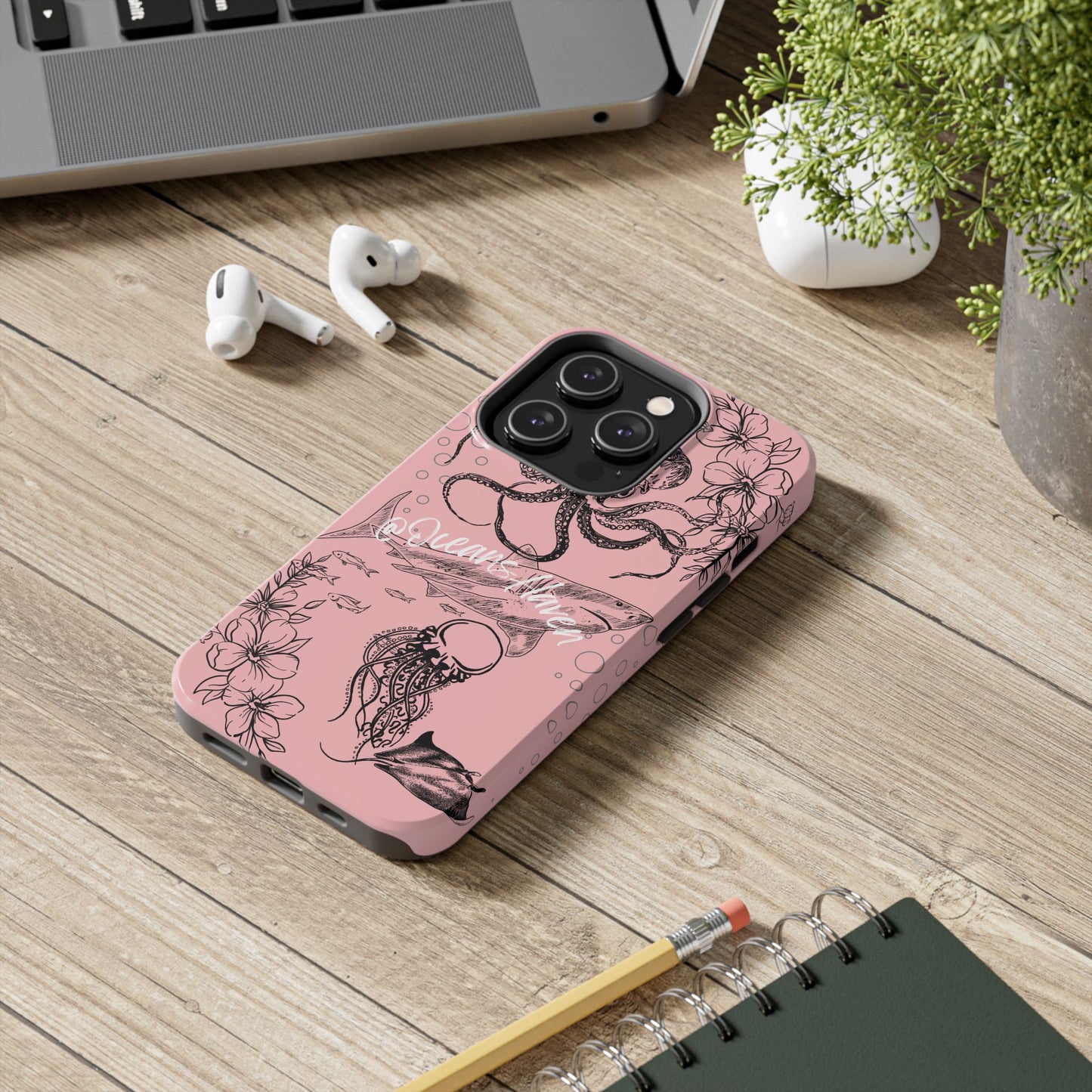 Light Pink Cute Ocean Animal iPhone Case