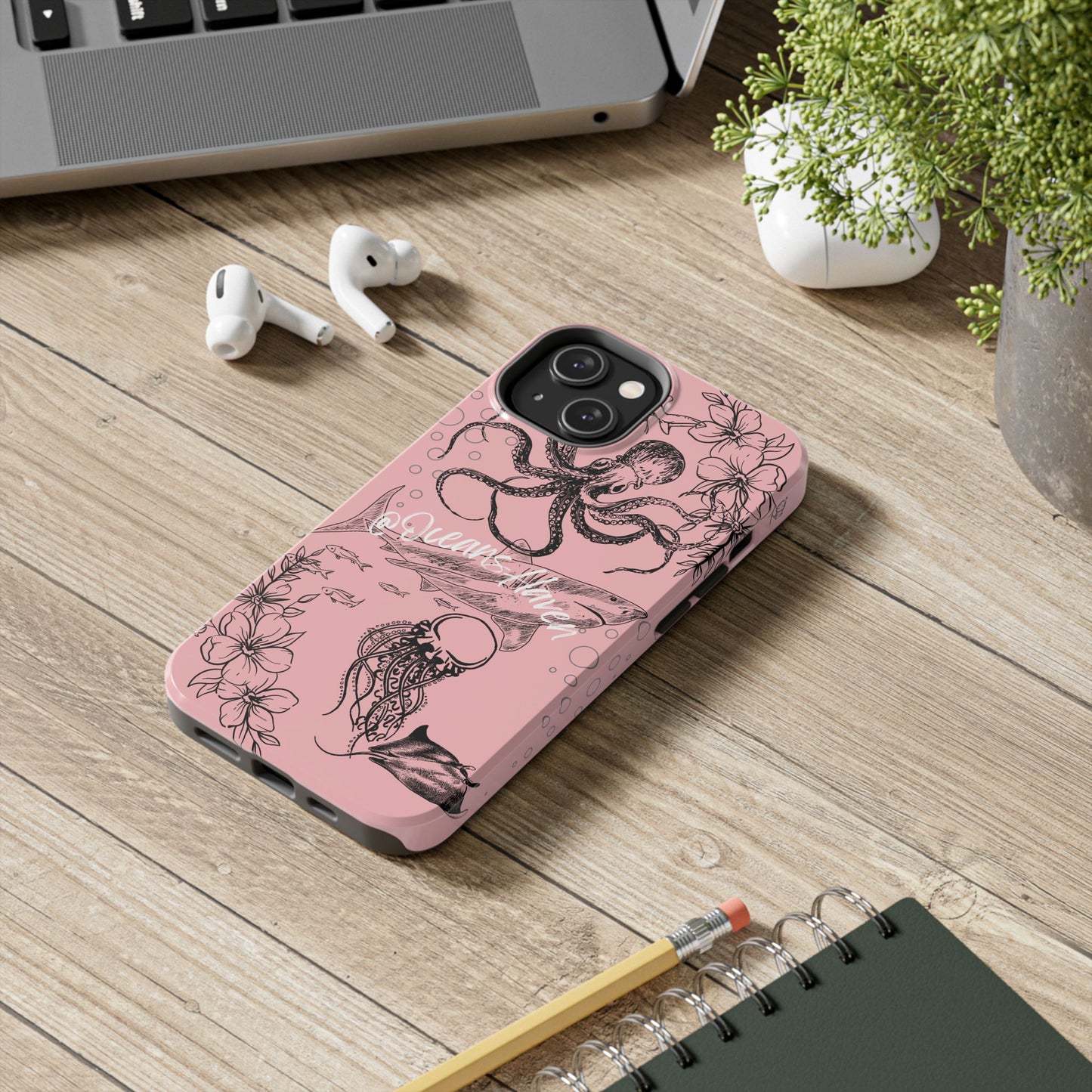 Light Pink Cute Ocean Animal iPhone Case