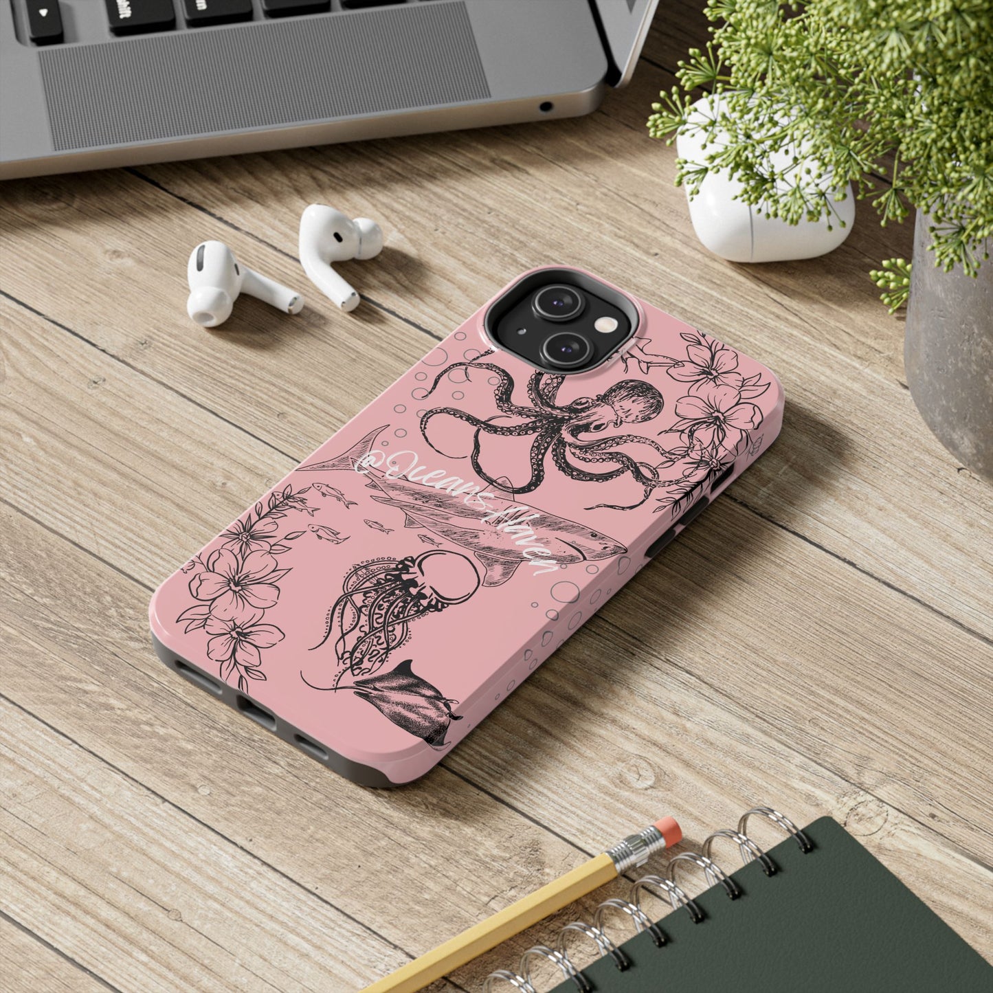 Light Pink Cute Ocean Animal iPhone Case