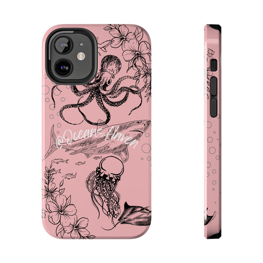 Light Pink Cute Ocean Animal iPhone Case