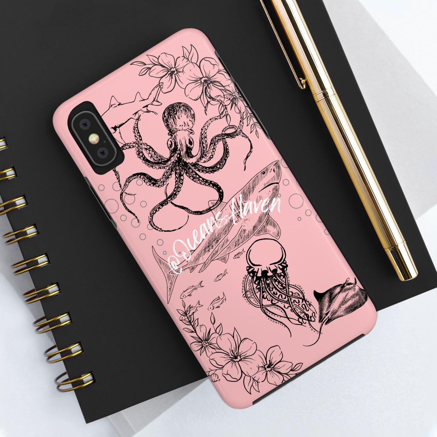 Light Pink Cute Ocean Animal iPhone Case