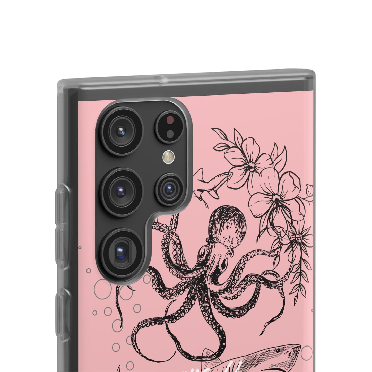 Ocean Life Pink Phone Case — Octopus & Shark Floral Flexi Case