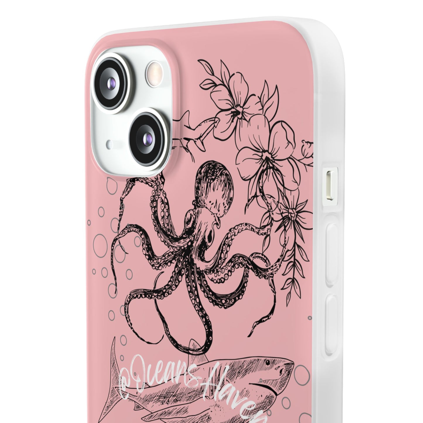 Ocean Life Pink Phone Case — Octopus & Shark Floral Flexi Case